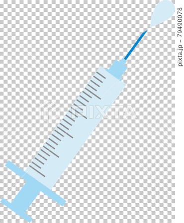 イラスト素材：予防接種やコロナワクチン接種をイメージする注射器、注射針 79490078