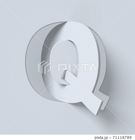 Cut out and rotated font 3d rendering letter Q 71118789