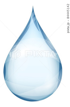 Blue droplet. Realistic water drop. Transparent blue raindrop 84445142