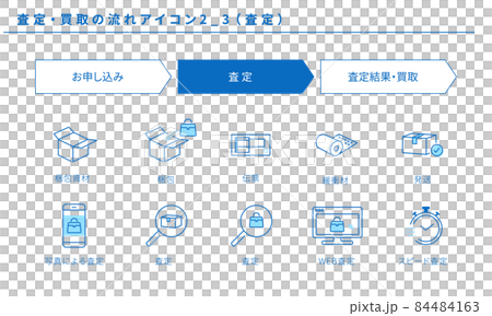 査定・買取のシンプルなフローアイコンセット2_3（査定） 84484163