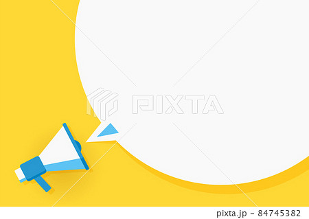 Flat megaphone with speech bubble and phrase 84745382