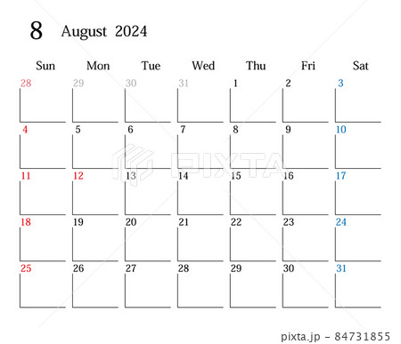 2024年8月、日本のカレンダー 84731855