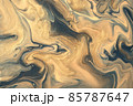 Abstract fluid art background navy blue and golden colors. Liquid marble. Acrylic painting with beige glitter gradient. 85787647