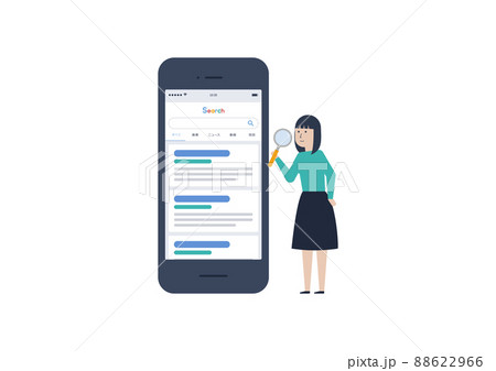 スマートフォンで検索する日本人女性のイラスト素材 88622966