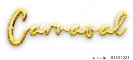 Golden volumetric 3D Text of the inscription Carnaval cut out 88857023