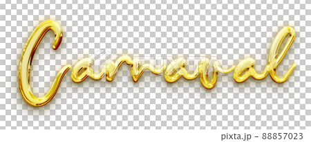 Golden volumetric 3D Text of the inscription Carnaval cut out 88857023