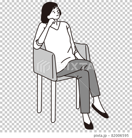 Illustration of a woman sitting in a chair and thinking 82006595