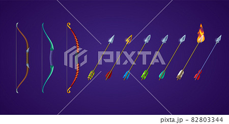 Set bows and arrows for rpg game shop, crossbows 82803344