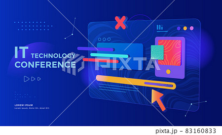 Colorful 3D application interface. Banner to the online conference. 83160833