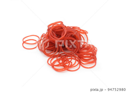 Red rubber band isolated on white background. 94752980