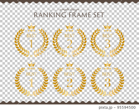 Golden laurel crown ranking icon set 95594500