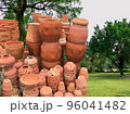 Ceramic clay  jars  on sale in a gardening store 96041482