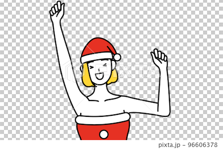 Woman in Santa Claus costume jumping with a smile 96606378