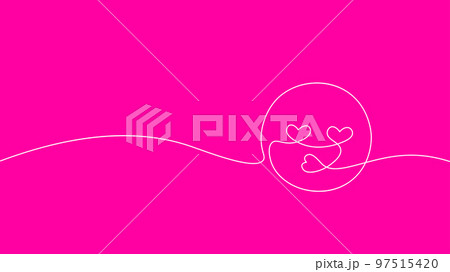 Heart eyes emoji single continuous line art. Romantic love date relationship couple silhouette concept design one sketch outline drawing white vector illustration 97515420