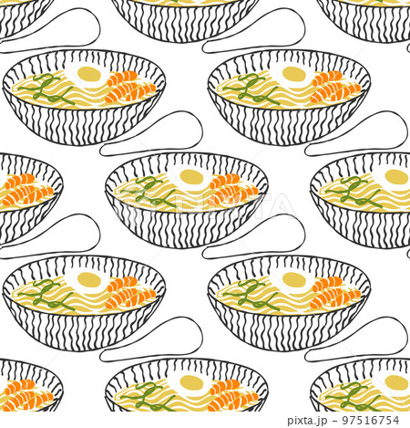 Seamless pattern with Asian food cuisine stylized 97516754