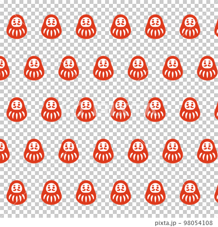 Cute daruma seamless pattern _ red daruma white background square 98054108