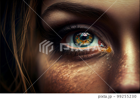 Colorful eye, Conceptual abstract picture of the eye. Oil painting in colorful colors. Conceptual abstract closeup 99255230