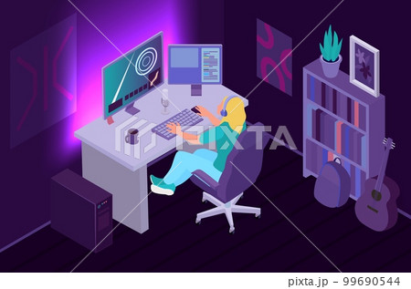 Isometric Gamers Room Composition 99690544