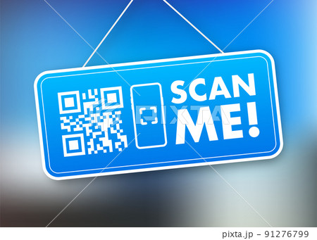 QR code for smartphone. Inscription scan me with smartphone icon. Qr code for payment. Vector illustration. 91276799