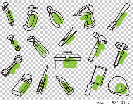 Outline accent tool icon set 92420907