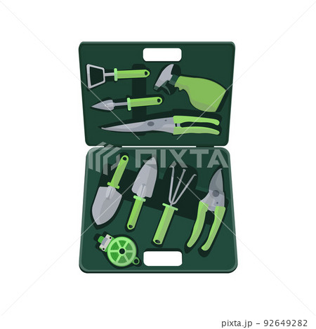 A set of garden tools in a box. 92649282