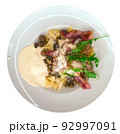 Pasta carbonara in a white plate isolated 92997091