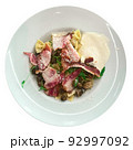 Pasta carbonara in a white plate isolated 92997092