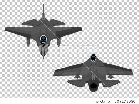 戦闘機の前方と戦闘機の後方 105175980