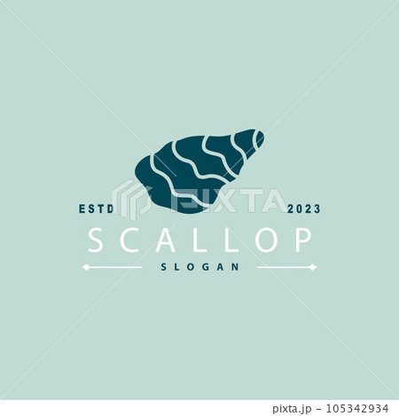 Seashell Logo, Inspirational Scallop Design With Pearl, Ocean Animals, Vector Jewelry Luxury Shell Beauty And Cosmetic 105342934