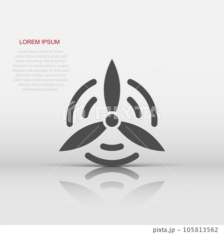 Wind power plant icon in flat style. Turbine vector illustration on white isolated background. Air energy sign business concept. 105813562