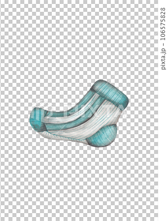 Striped wool sock. Watercolor isolated illustration 106575828