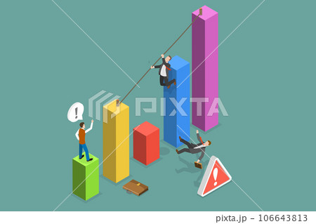 3D Isometric Flat Vector Conceptual Illustration of Economic Decline 106643813