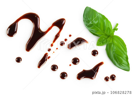 Balsamic vinegar isolated on white background. Top view. Flat lay 106828278