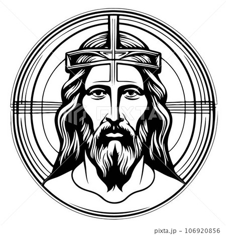 Excellent lovely Jesus Christ emblem vector art 106920856