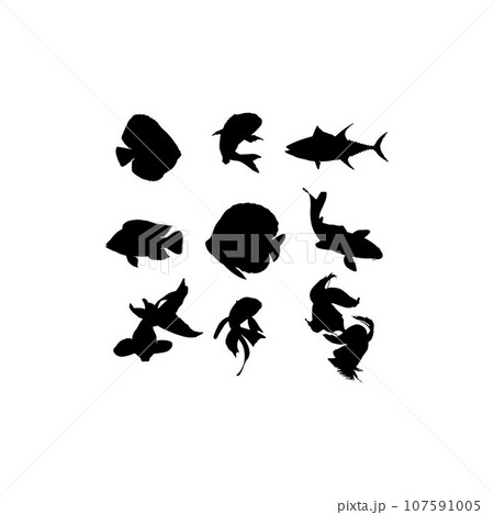 Fish animal water collection set silhouette design 107591005