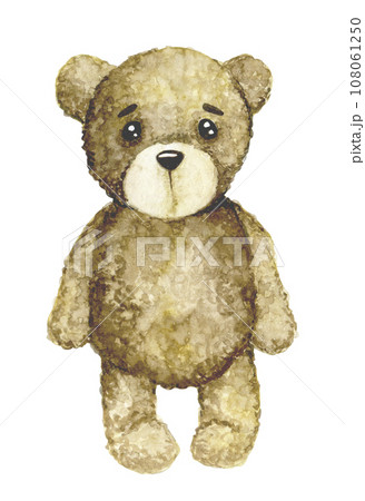 cute watercolor drawing teddy bear toy. the theme of children's sleep, baby. decoration for bedroom, children's book, postcard 108061250