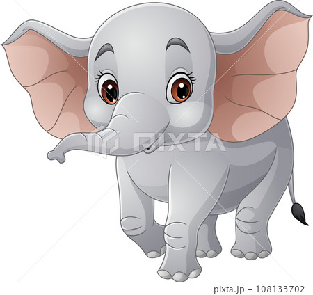 Cartoon elephant on white background 108133702