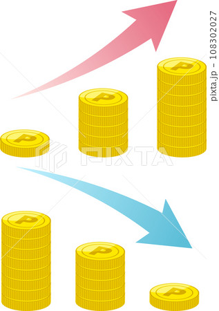 まっすぐ積みあがるPマークのついたポイントコイングラフ上下 108302027