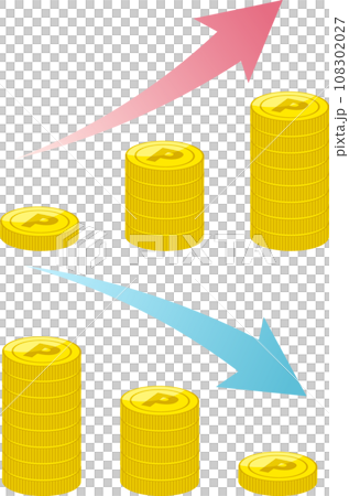 まっすぐ積みあがるPマークのついたポイントコイングラフ上下 108302027