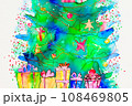 Christmas tree pattern with gift boxes in watercolor Illustration for greeting card. 108469805