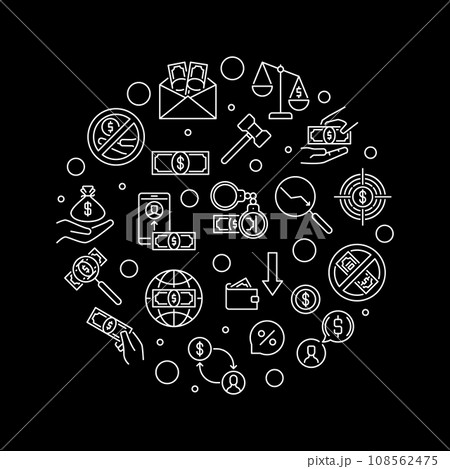 Anti Corruption outline round illustration. Vector banner 108562475