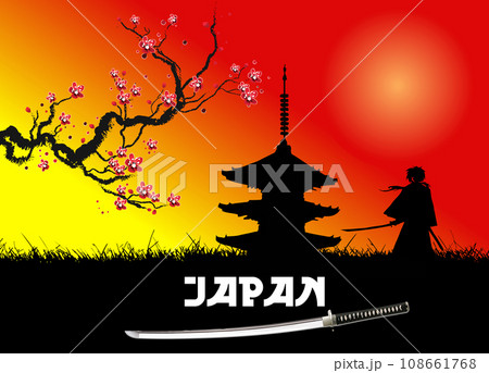 Sakura branch on a colored background. Color  Vector illustration in 108661768