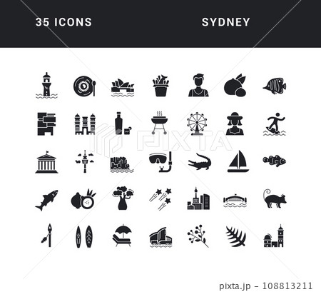 Set of simple icons of Sydney 108813211