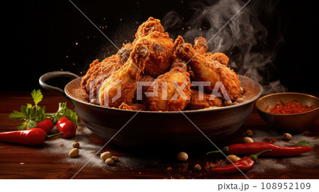 Delicious bouncy fried chicken ready to eat 108952109