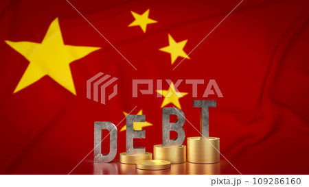 The debt and coins on china flag for Business concept 3d rendering. 109286160