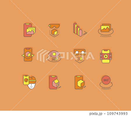 Set of Simple line Icons of VR and AR 109743993