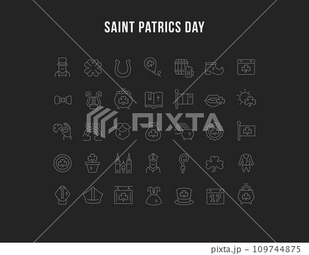 Set Vector Line Icons of Saint Patrick's Day 109744875