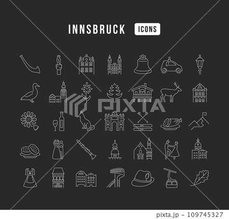 Set of linear icons of Innsbruck 109745327