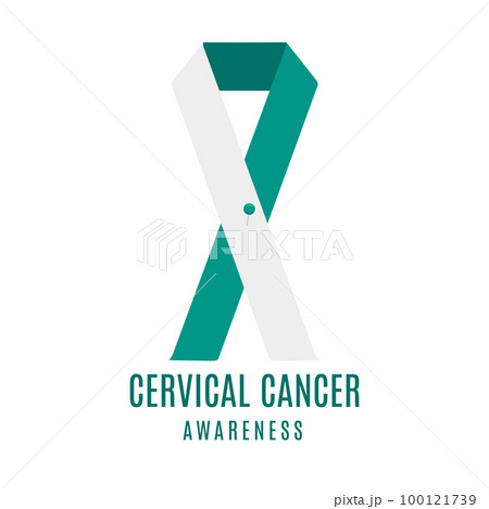 Cervical cancer awareness ribbon with a pin 100121739