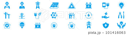 Electricity set of icons. Vector icons in flat lin 101416063